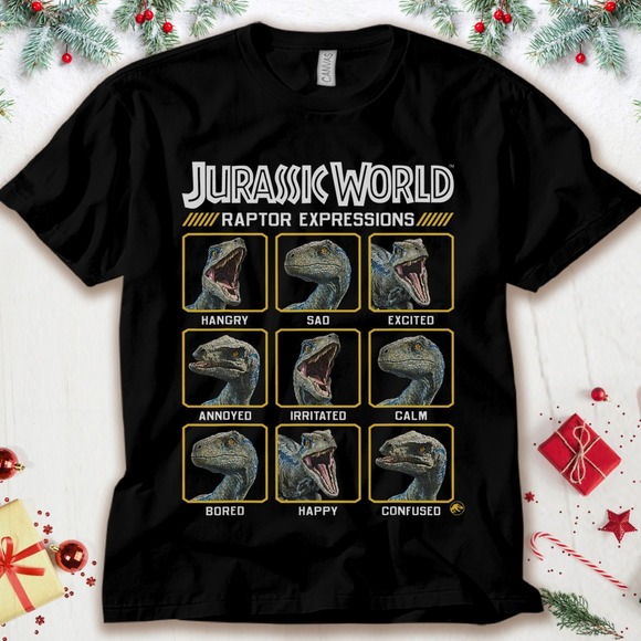 Jurassic World Two Blue Raptor Expressions Graphic T-Shirt Unisex Tee T-shirt - Picture 1 of 2